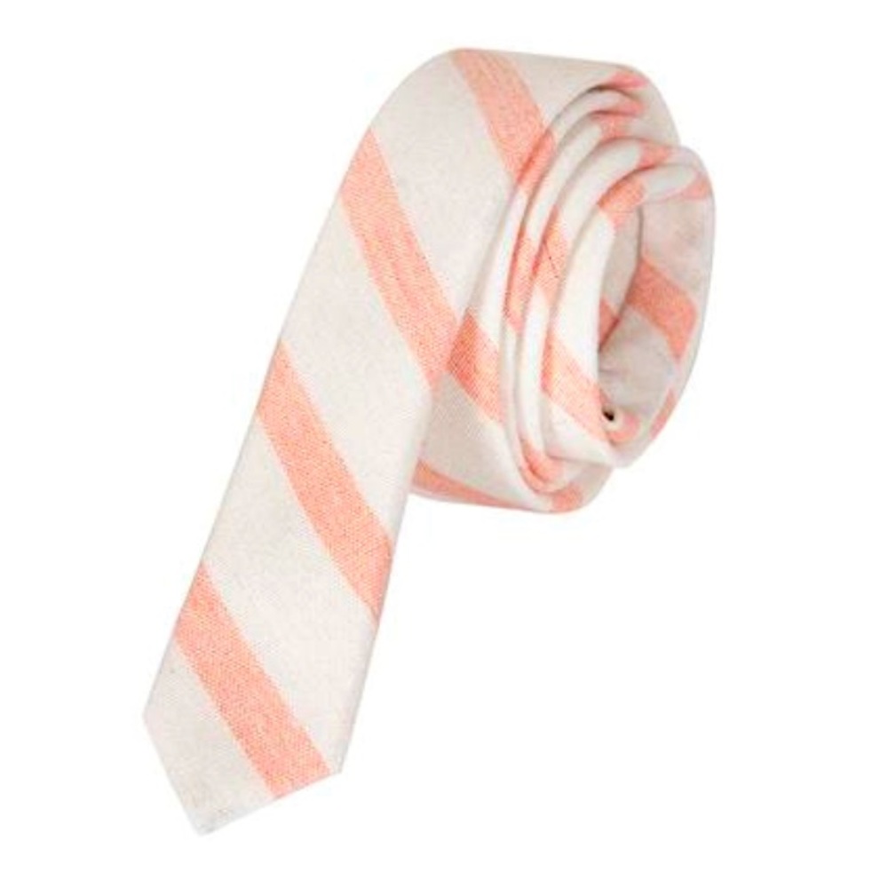 NWT Appaman Boys Linen Blend Tie - Tangerine Stripe - L/XL